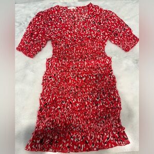 LUXXEL Mini Skirt and Top 2 Piece Set Red Black & White Size Medium Patterned